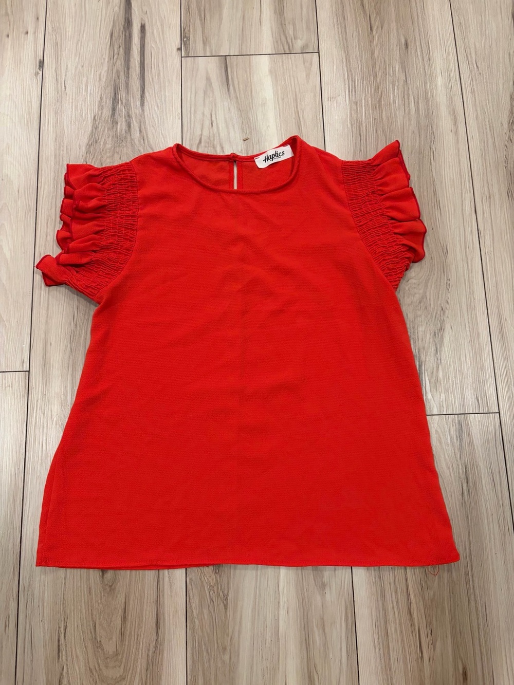 Ladies Boutique Red Ruffle Sleeve Top